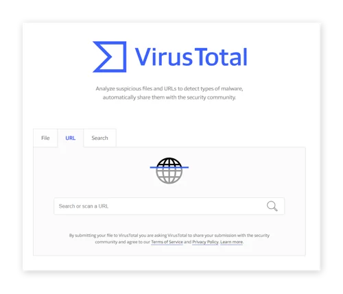 VirusTotal将扫描URL的威胁。